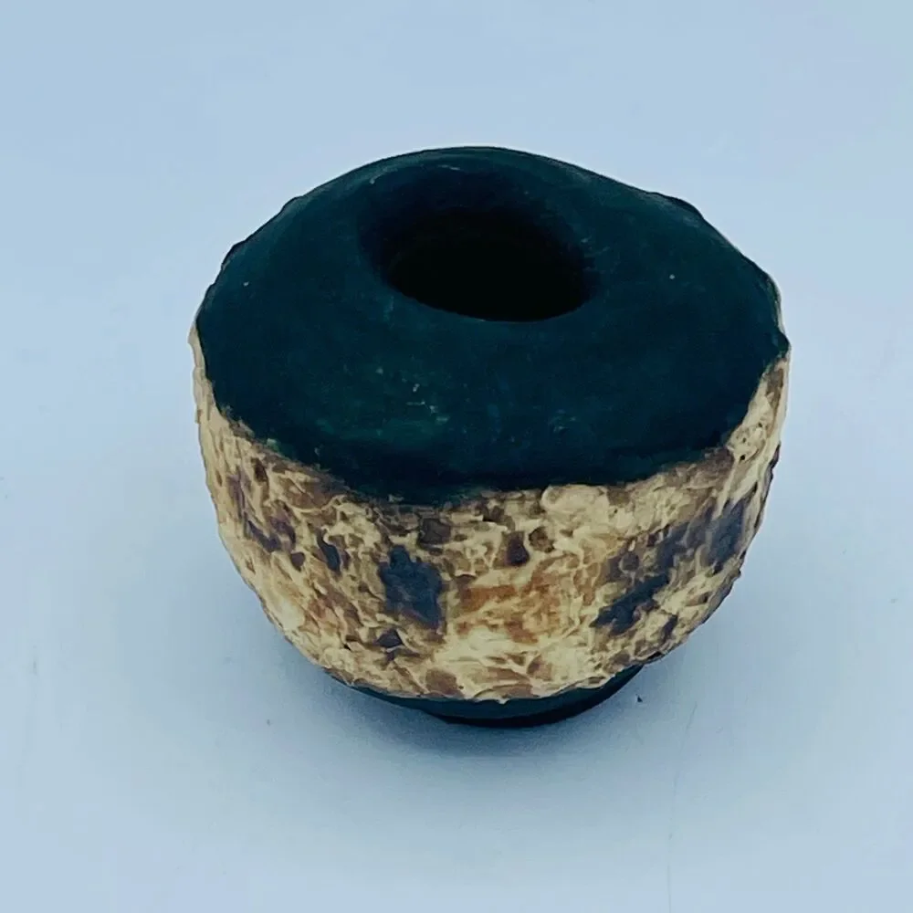 Vintage 1984 Signed Raku Pottery Mini Bud Vase GIN 2/84 Hand Thrown Art Ceramic